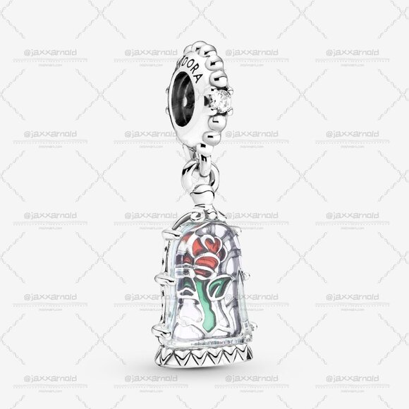 Pandora Disney Beauty and the Beast Enchanted Rose Dangle Charm - Picture 1 of 6